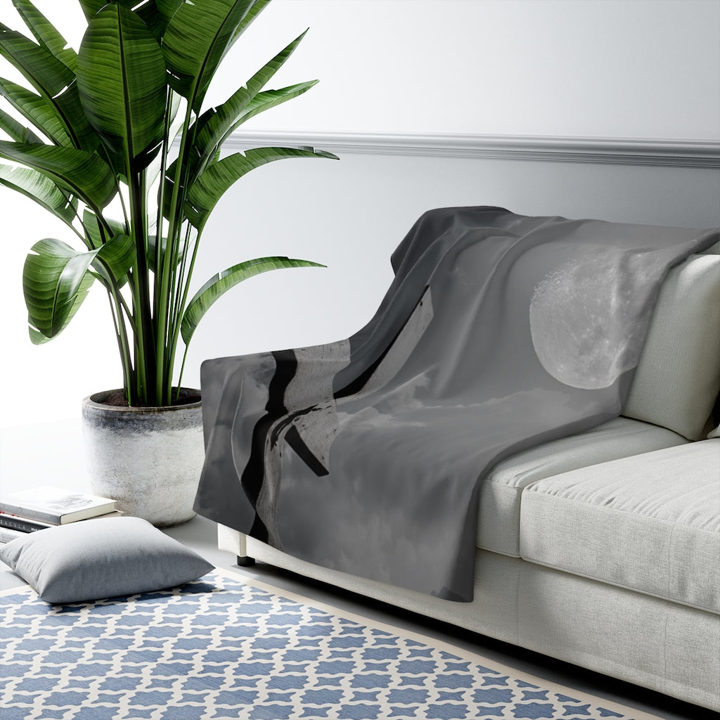 Cross In The Moonlight - Sherpa Fleece Blanket