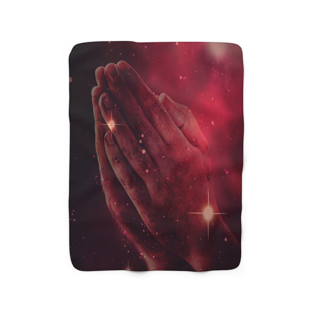 Galaxy Prayer Hands - Sherpa Fleece Blanket