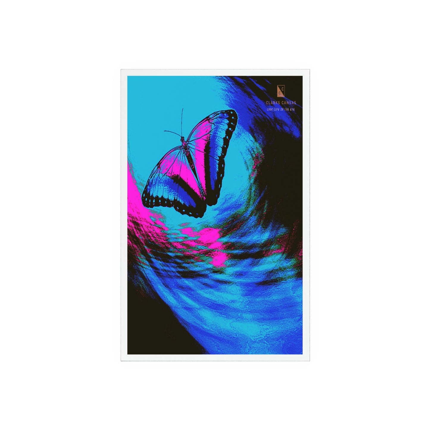 Space Butterfly - Acrylic Sign w/Wooden Stand (P&B)
