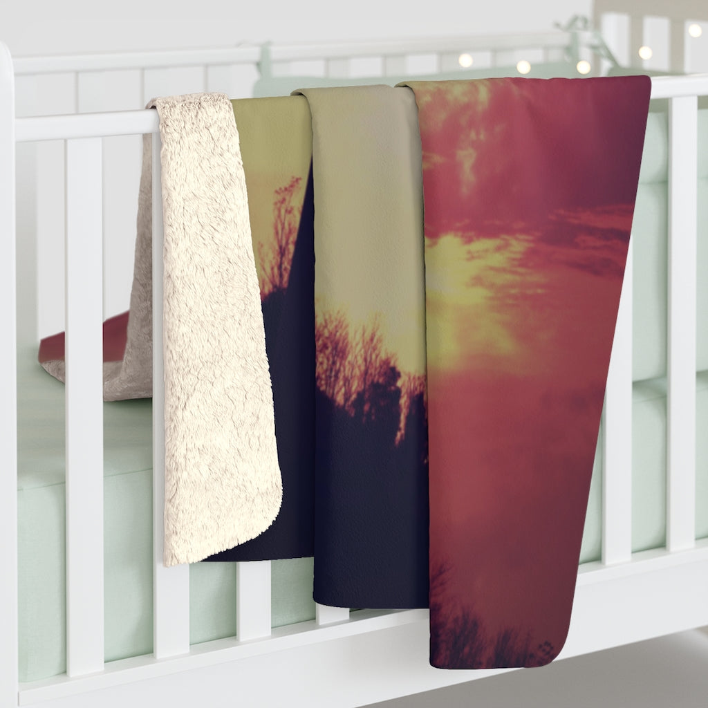 Cross In The Sunrise - Sherpa Fleece Blanket