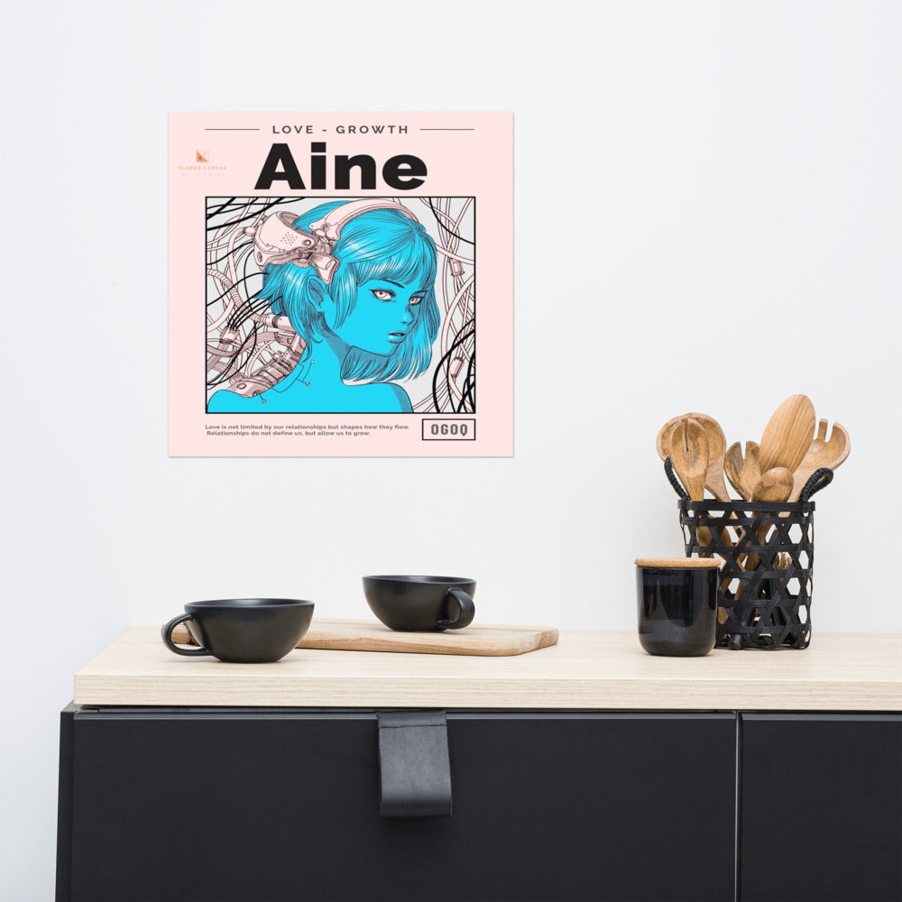 “Aine” (Blue & Beige) Poster